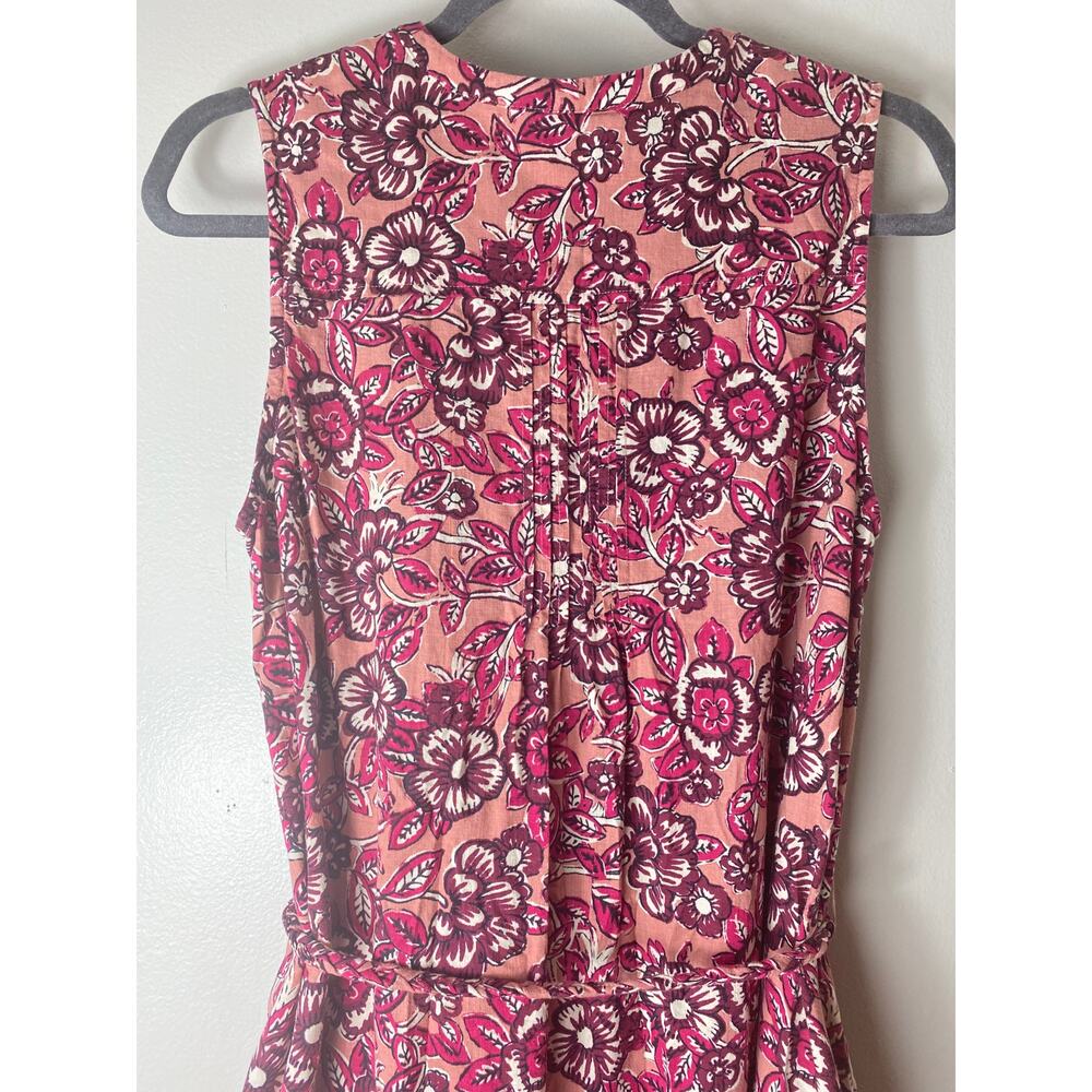 FAHERTY DRESS LINEN FLORAL MIDI PINK COTTAGECORE MILKMAID BOHO WESTERN COQUETTE - Picture 12 of 16